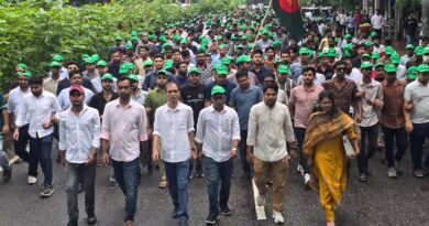 ঐতিহাসিক জুলাই গণঅভ্যুত্থানের আত্মত্যাগকে শ্রদ্ধার সঙ্গে স্মরণ করে মিছিল করেছে বাংলাদেশ জাতীয়তাবাদী ছাত্রদল।